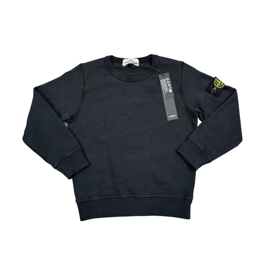 Stone Island Junior Black Compass-Patch Crew Neck Jumper