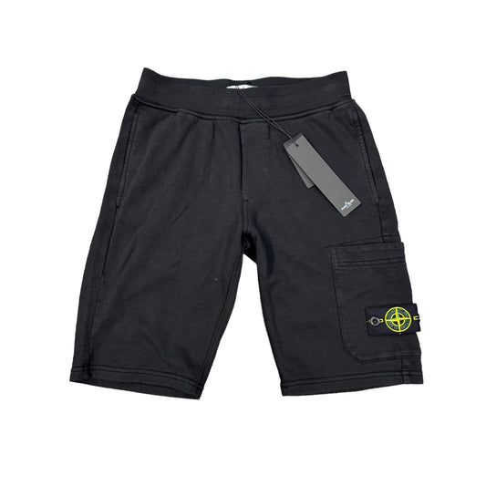 Stone Island Junior Black Cotton Cargo Shorts