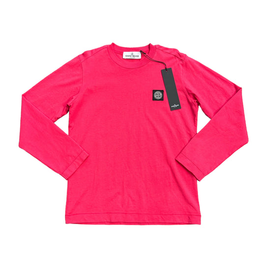 Stone Island Junior Red Long Sleeve Box-Logo TShirt