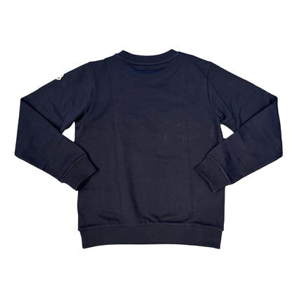 Moncler Kids Navy Blue Logo-Print Crew Neck Jumper