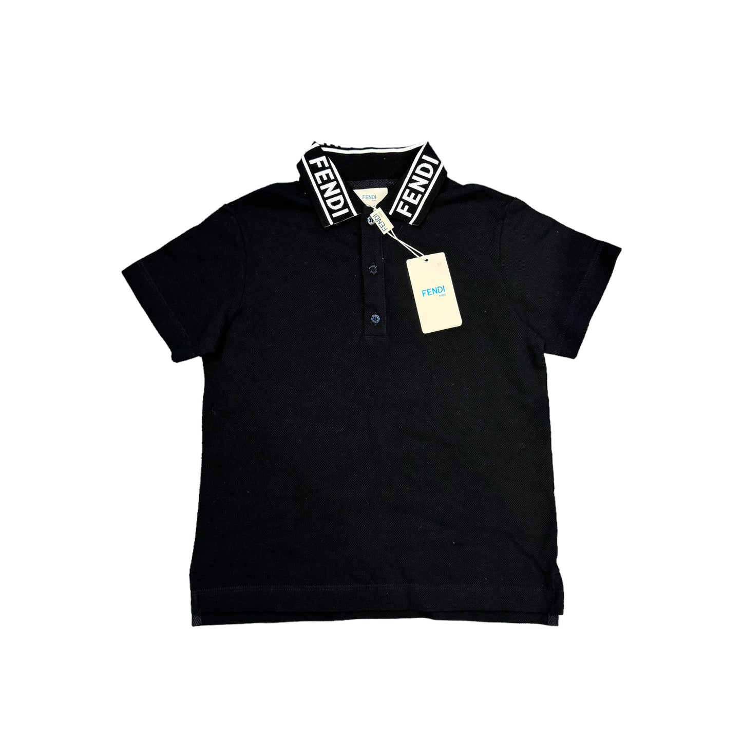 Fendi Kids Black Cotone Piquet Nero Polo-Shirt