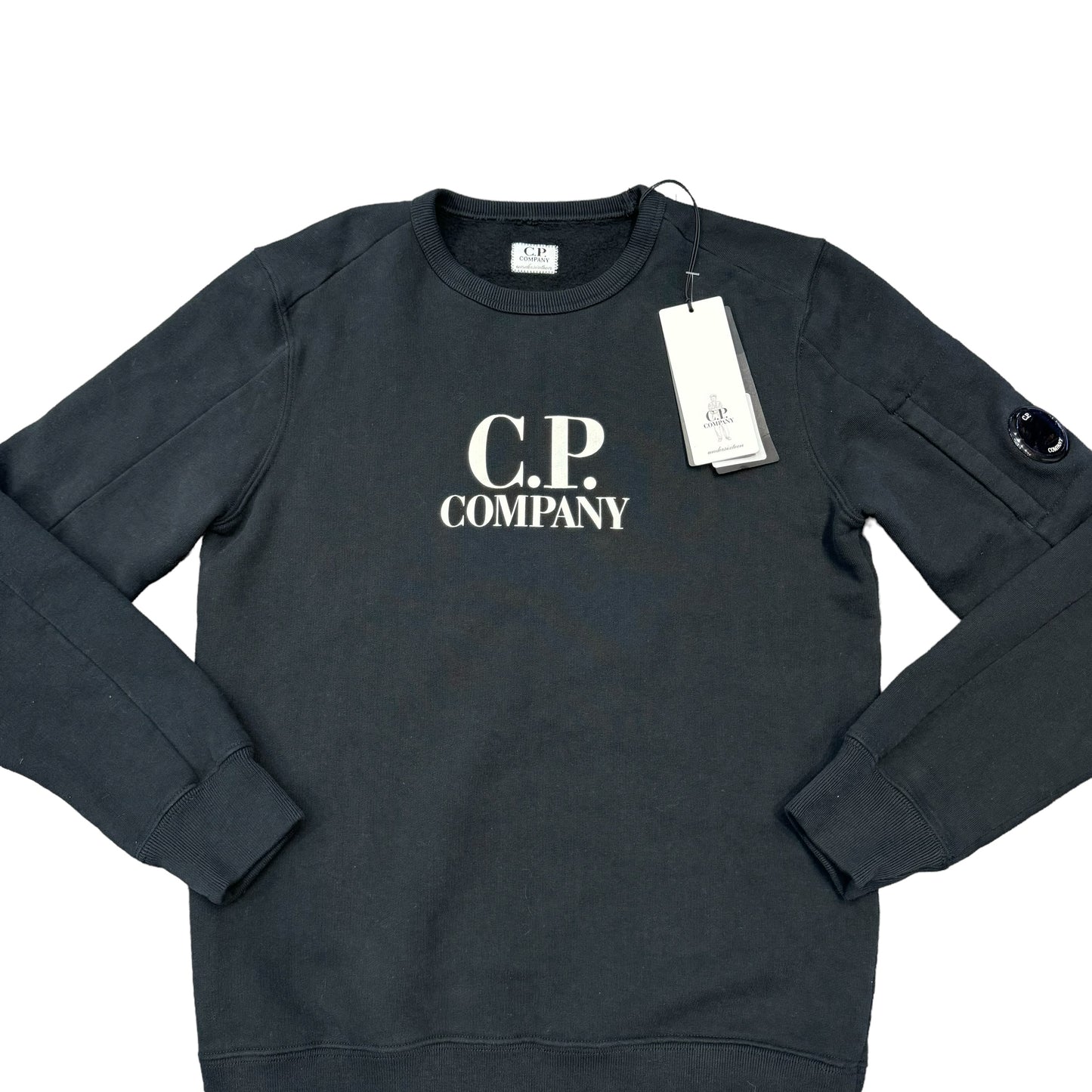 CP Company Kids Black Logo-Spell Out Crewneck Jumper