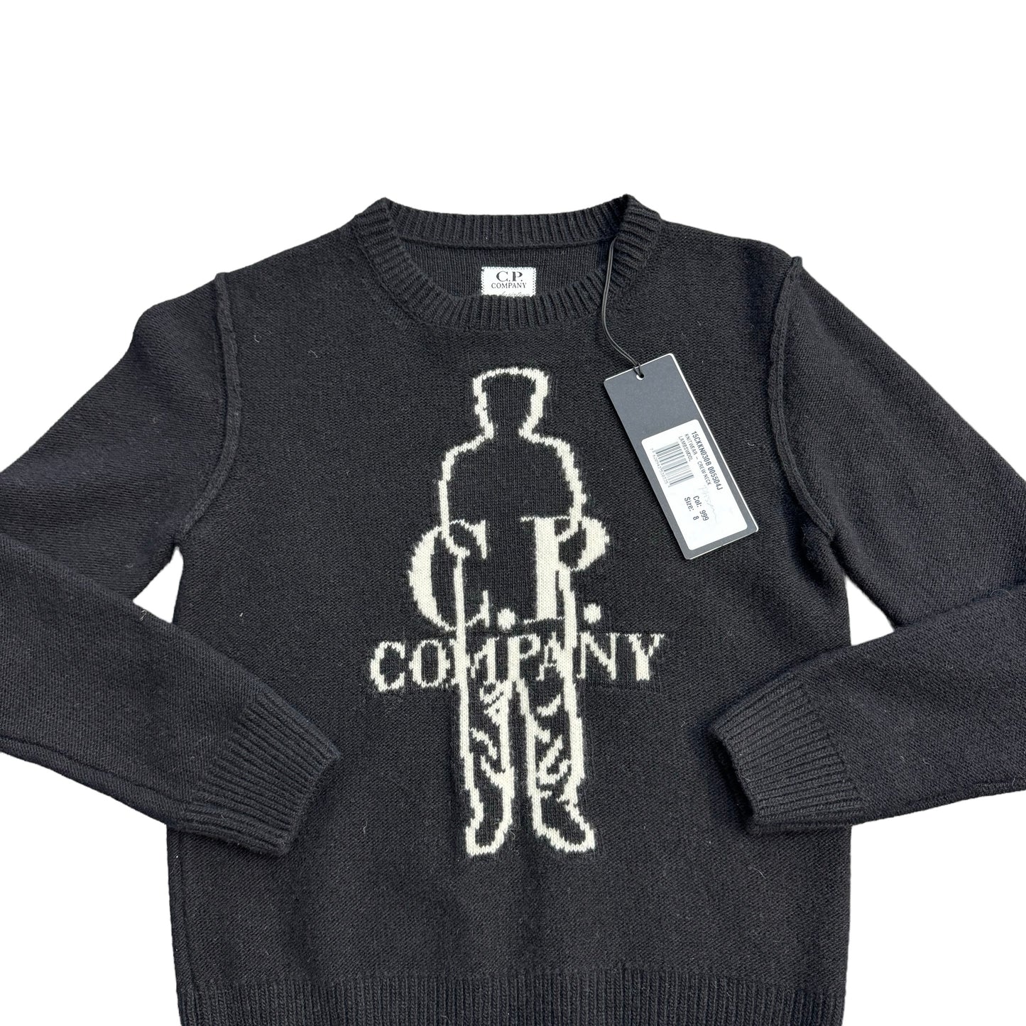 CP Company Kids Black Lambs Wool jacquard British Sailor Kitted Jumper