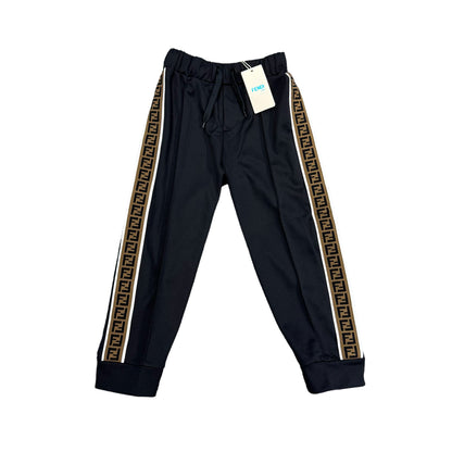 Fendi Kids Black FF-Logo Tape Track Pants