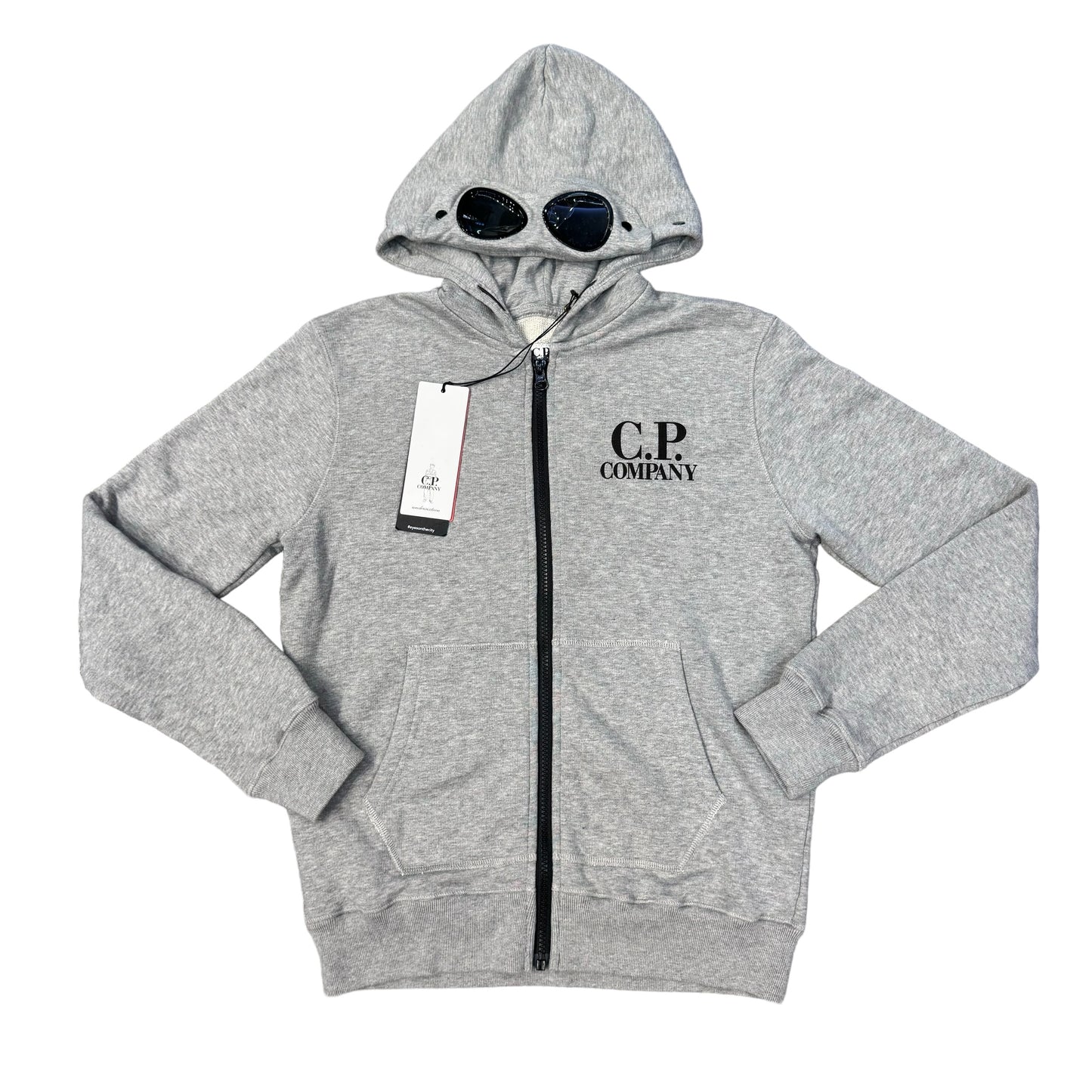 CP Company Kids Grey Zip-Up Goggle Hoodie