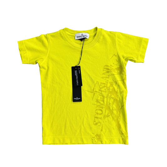 Stone Island Junior Yellow Graphic Logo-Print Cotton TShirt