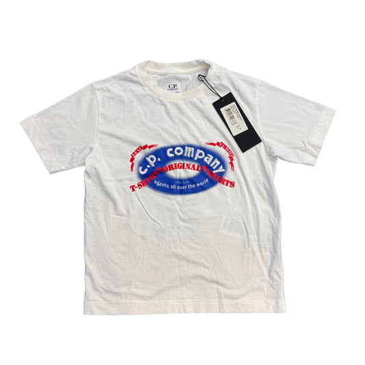 CP Company Kids White Front Logo-Design TShirt