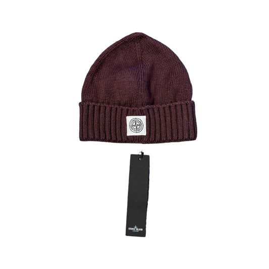 Stone Island Junior Chestnut Brown Wool Box Logo Beanie