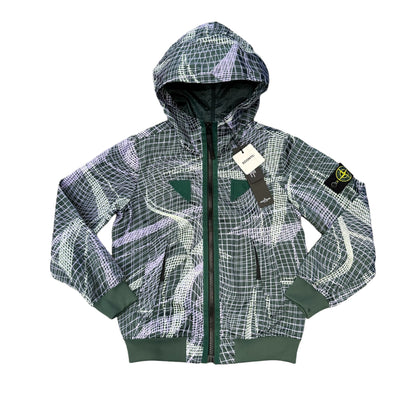 Stone Island Junior Net Print Compass-Logo Windbreaker Jacket