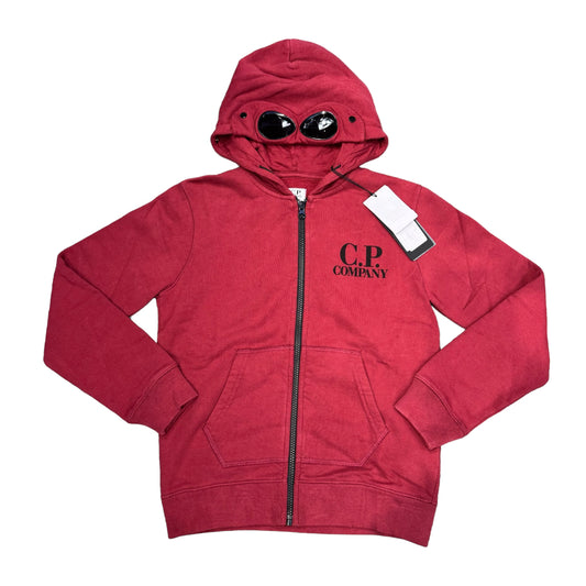 CP Company Kids Ketchup Red Cotton Zip Up Goggle Hoodie