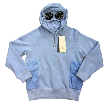 hoodie with goggles Cp Company Kids Riviera Blue Basic Fleece Mixed Goggle Hoodie