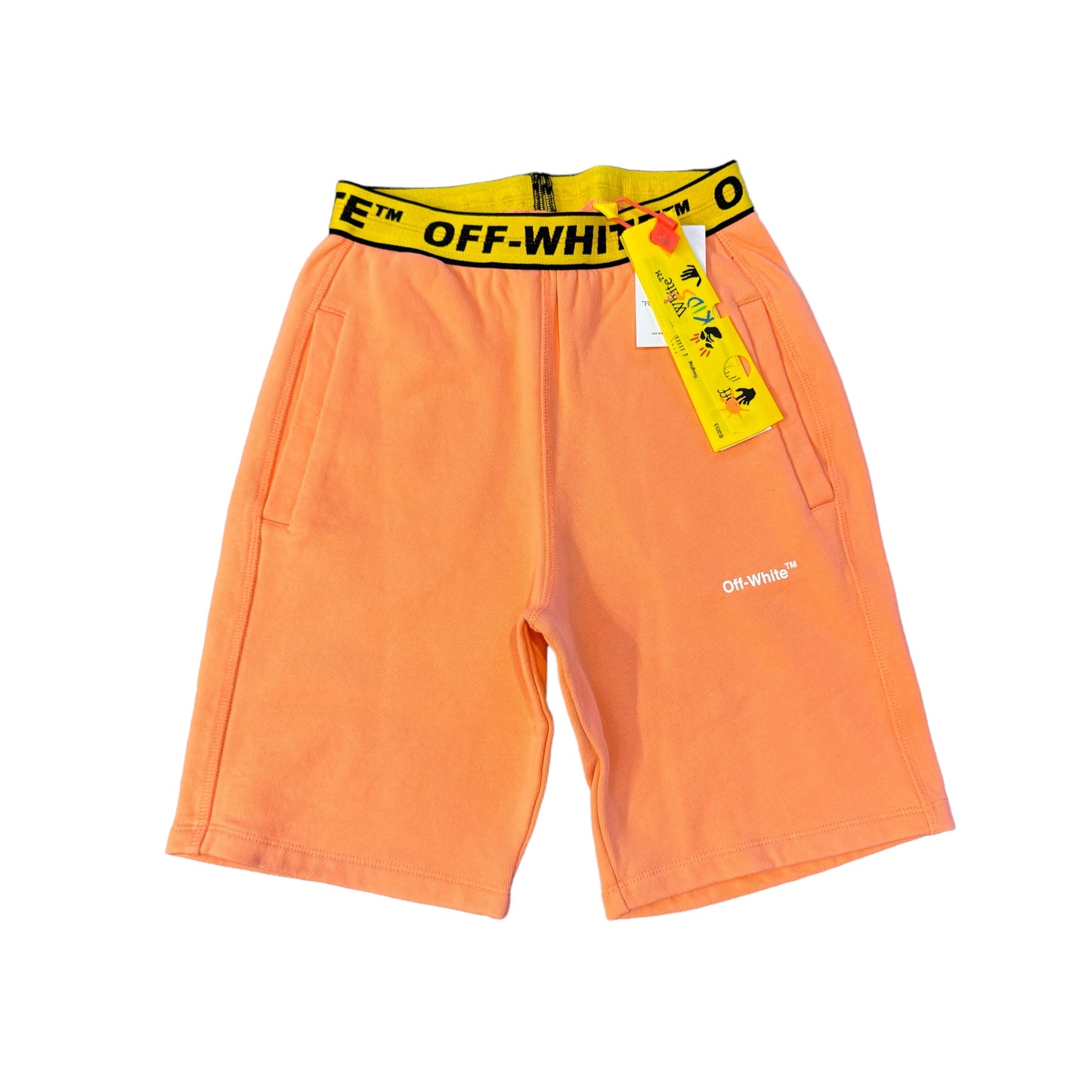 Off-White Kids Coral Industrial-Logo Shorts