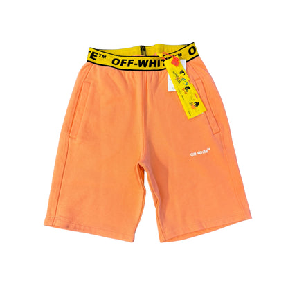 Off-White Kids Coral Industrial-Logo Shorts