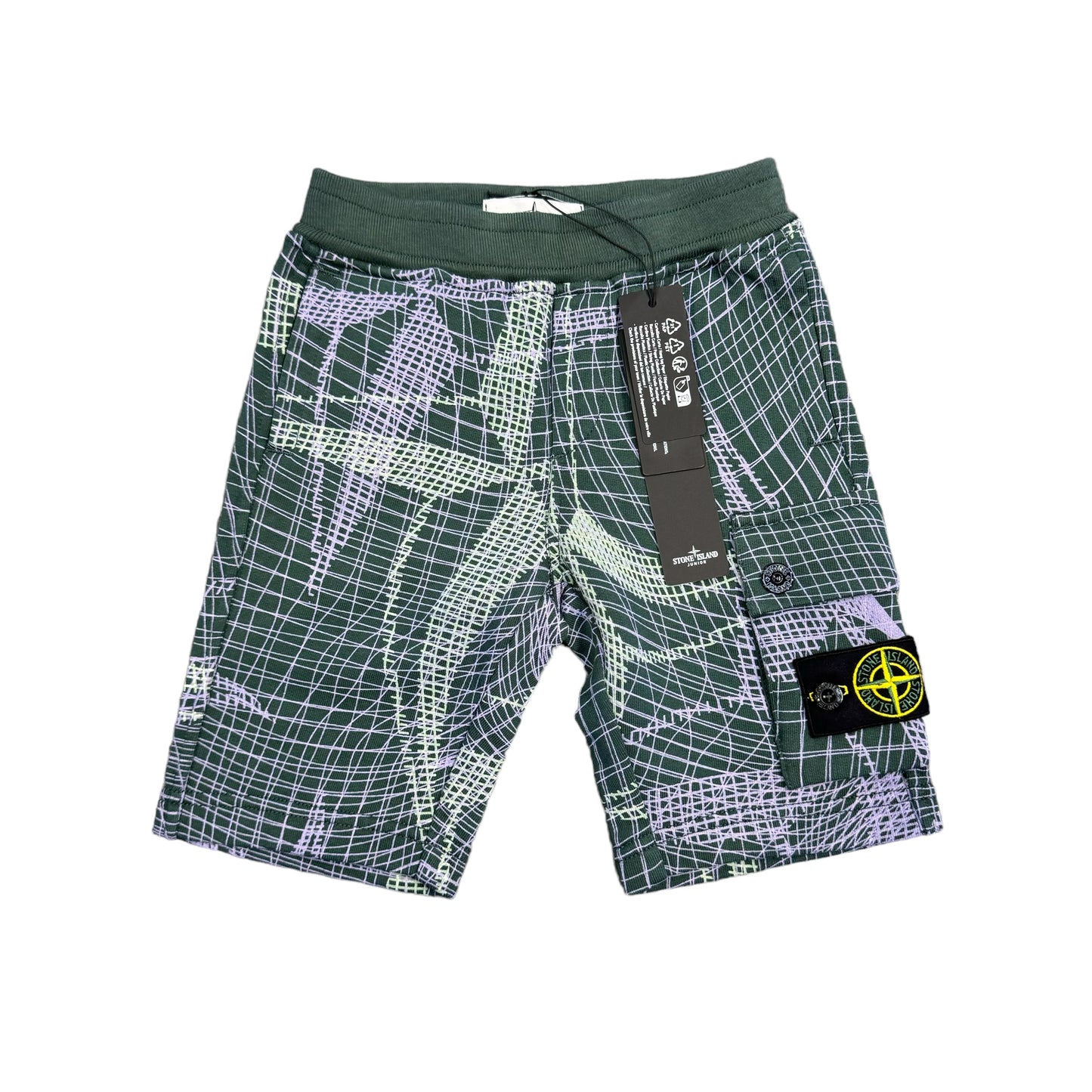 Stone Island Junior Net Print Felpa Bermuda Shorts