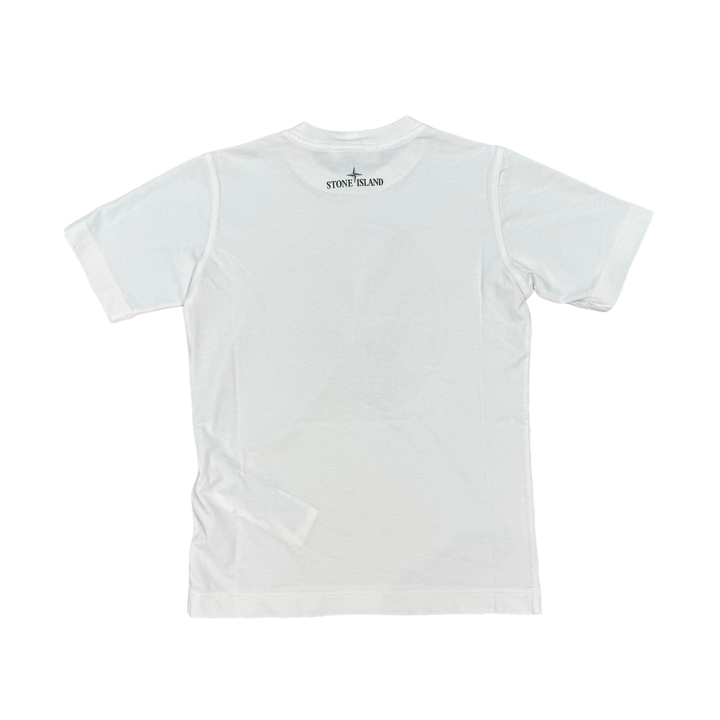 Stone Island Junior White Net Print Center Logo TShirt