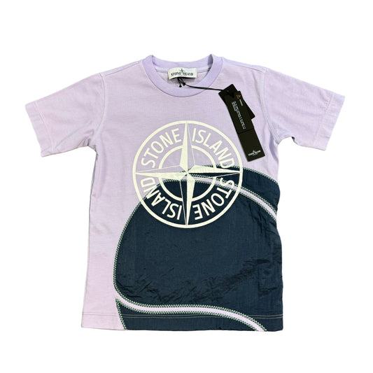 Stone Island Junior Lilac ‘Slam Two’ Nylon Print T-Shirt