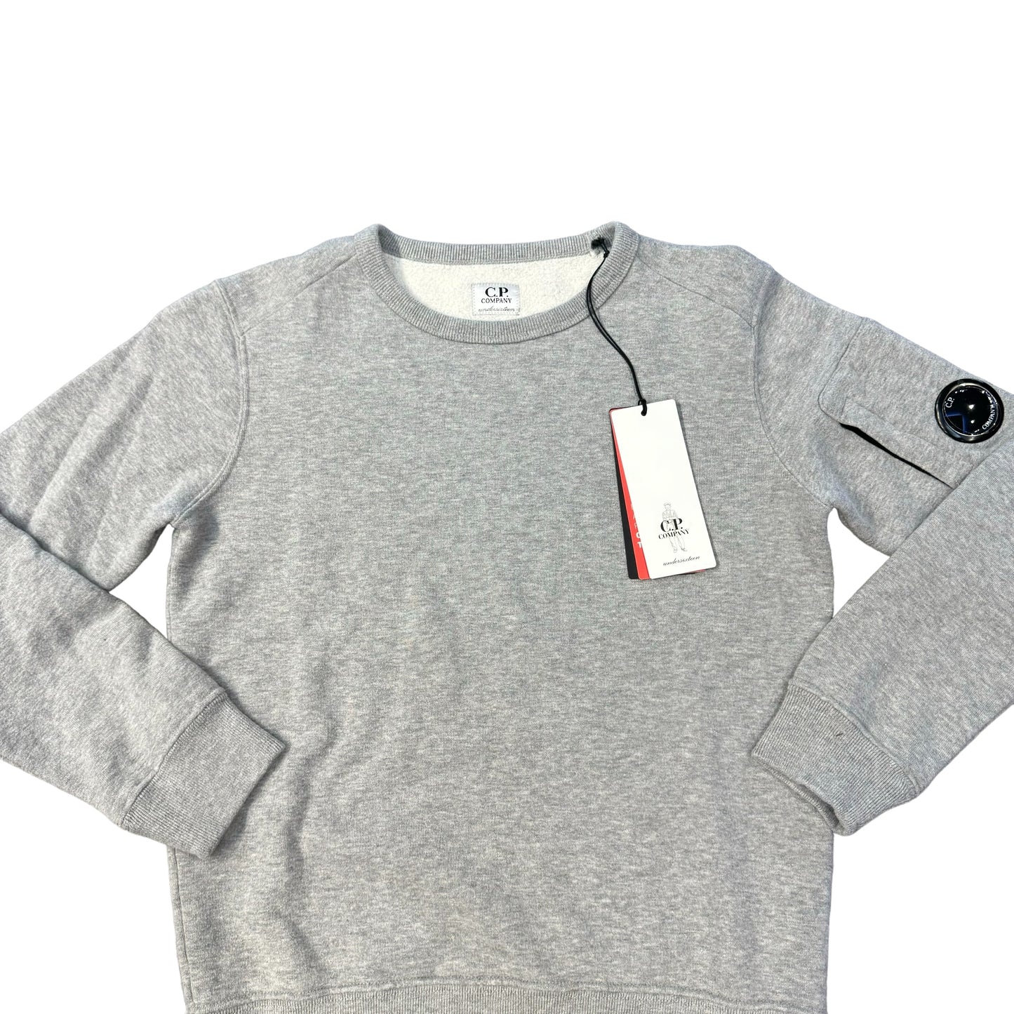 CP Company Kids Grey Basic Fleece Crewneck Jumper