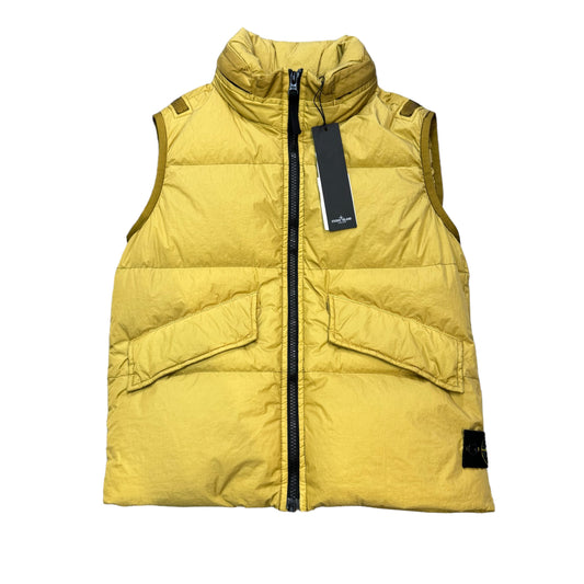 Stone Island Junior Mustard Yellow Metal Nylon Crinkle Reps R-NY Down Gilet