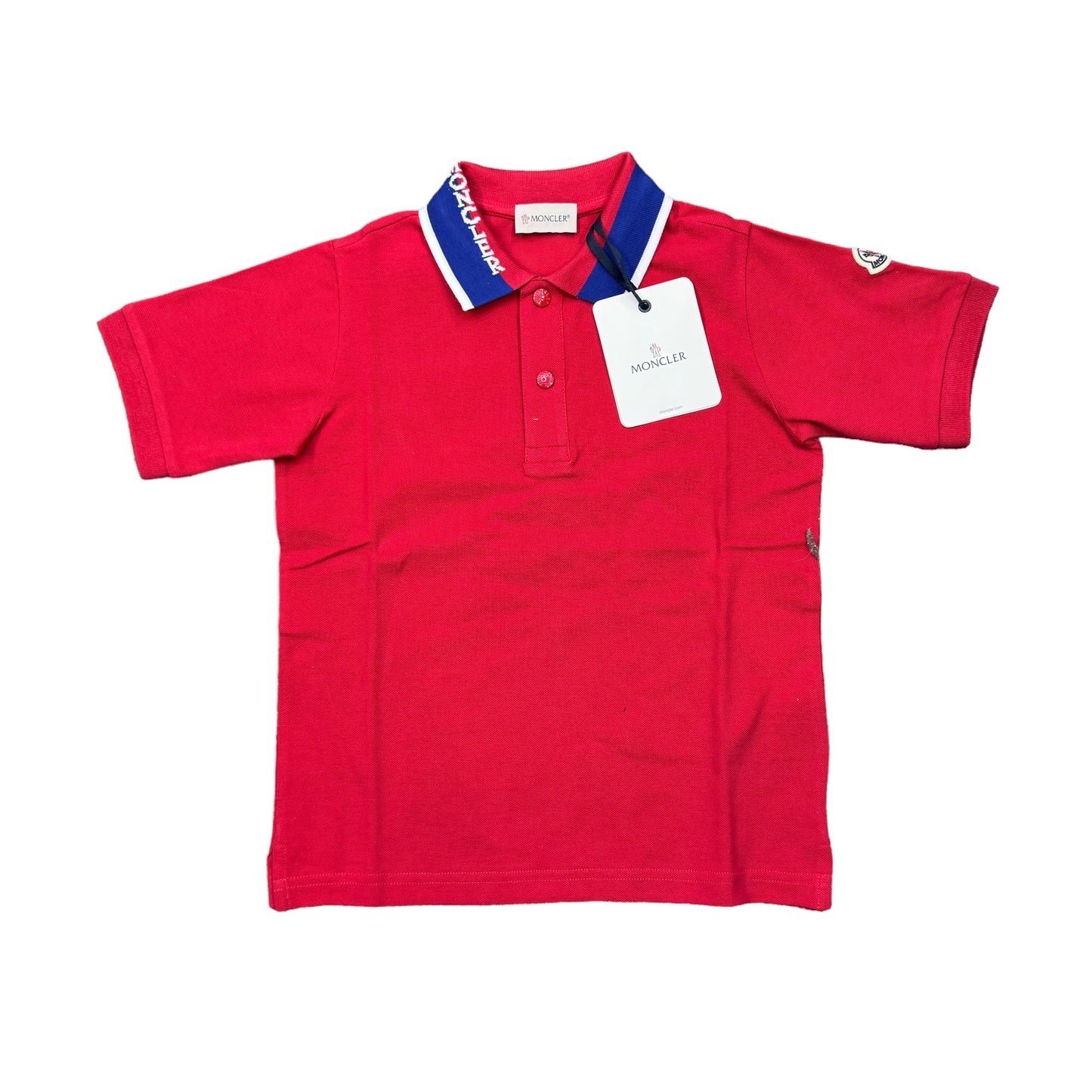 Moncler Kids Red Classic Patch Polo-Shirt