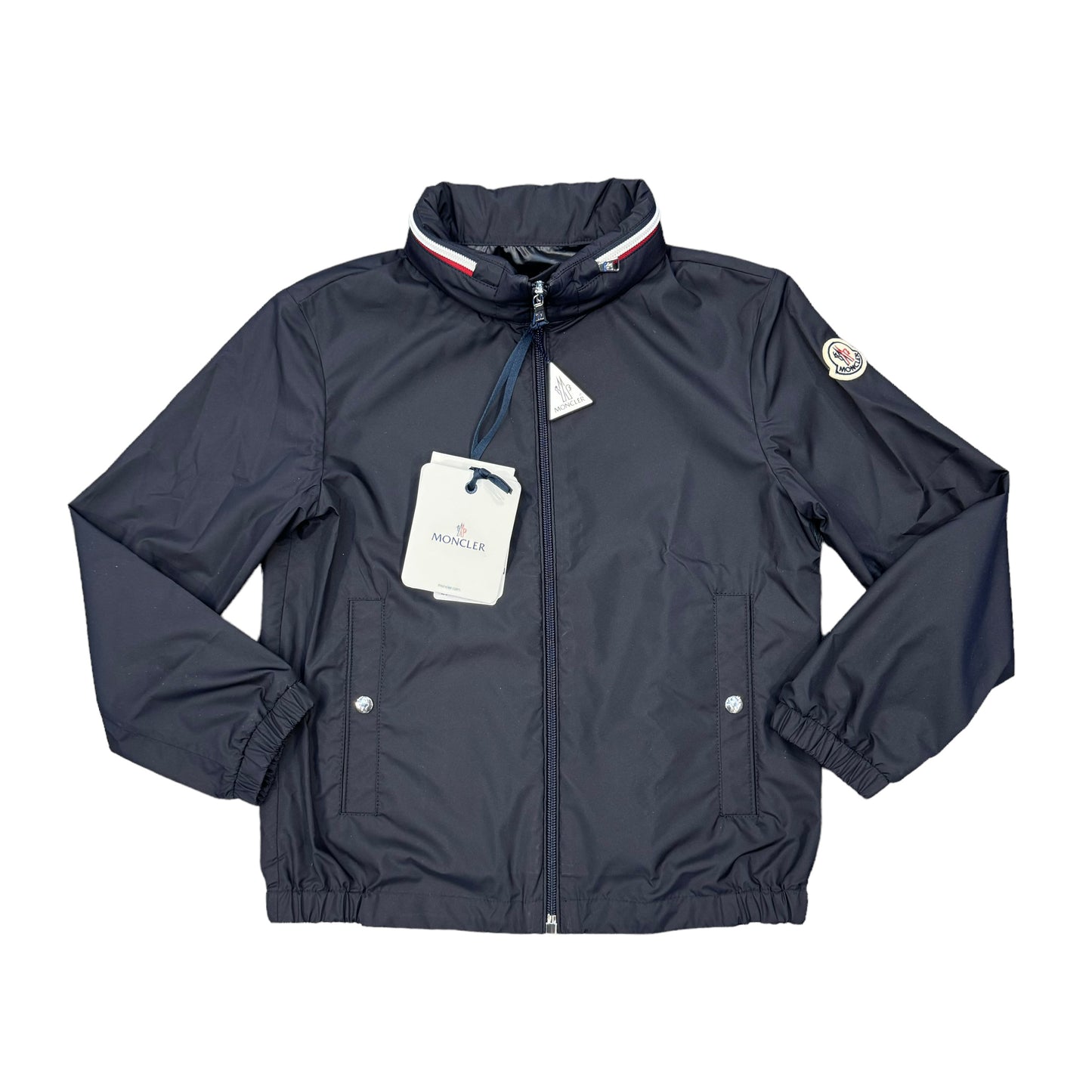 Moncler Kids Navy Blue Farlak Giubbotto with Zip Away Hood Jacket