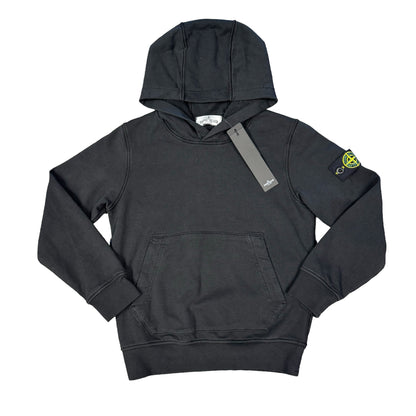 Stone Island Junior Black Compass-Patch Hoodie