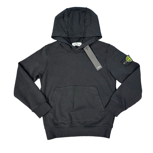 Stone Island Junior Black Compass-Patch Hoodie