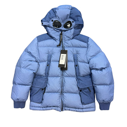 Cp Company Kids Riviera Blue Taylon L Mixed Goggle Down Coat