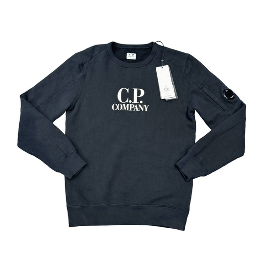 CP Company Kids Black Logo-Spell Out Crewneck Jumper