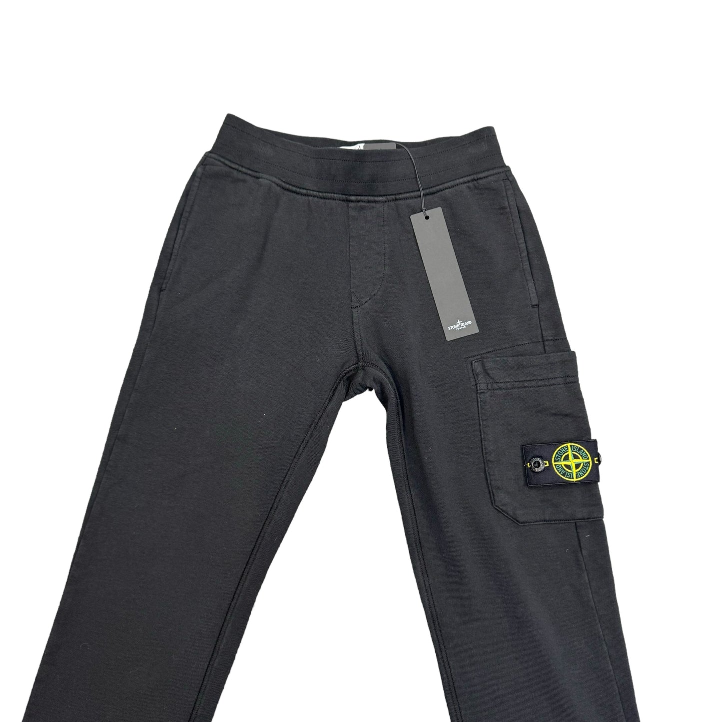 Stone Island Junior Black Compass-Patch Cargo Joggers