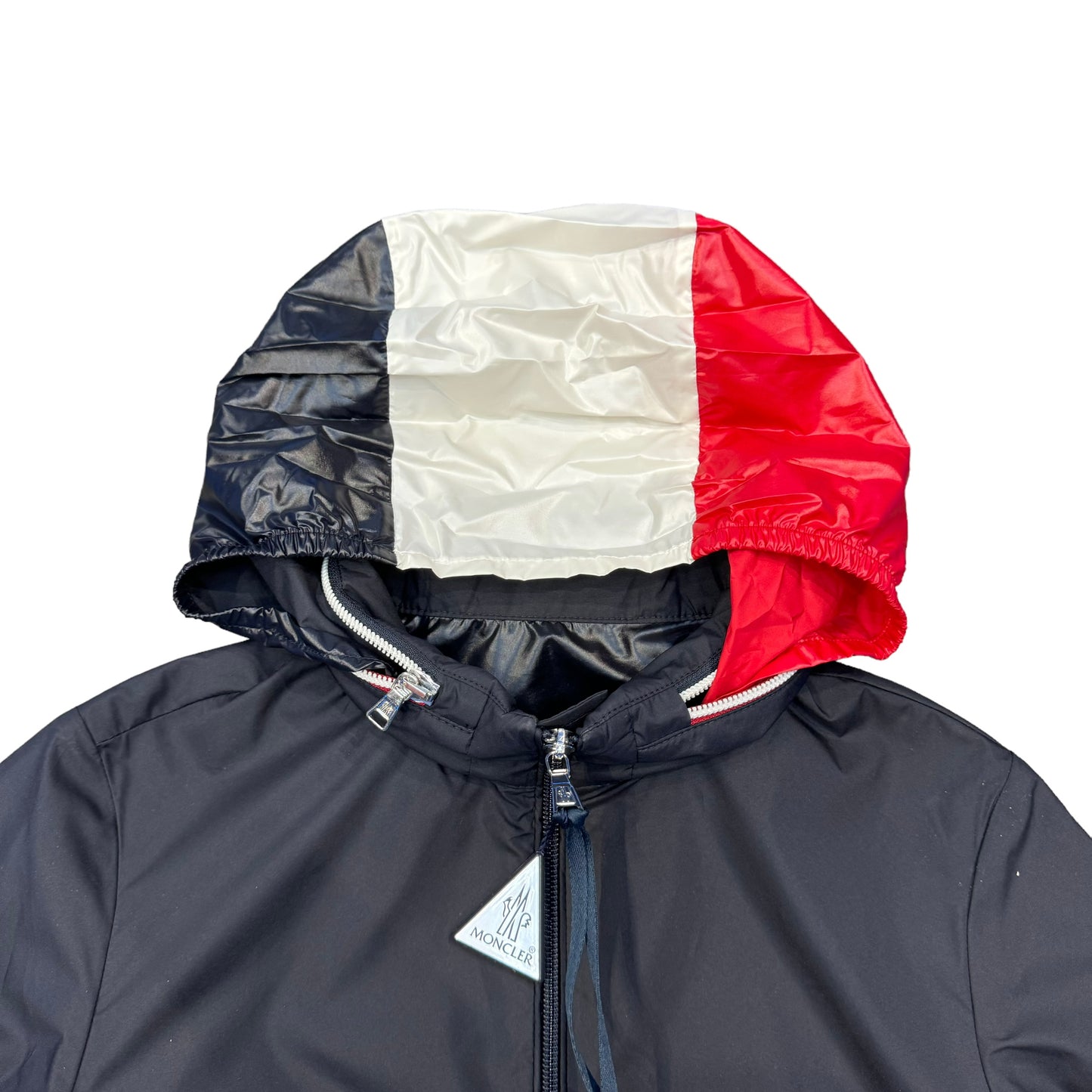 Moncler Kids Navy Blue Farlak Giubbotto with Zip Away Hood Jacket