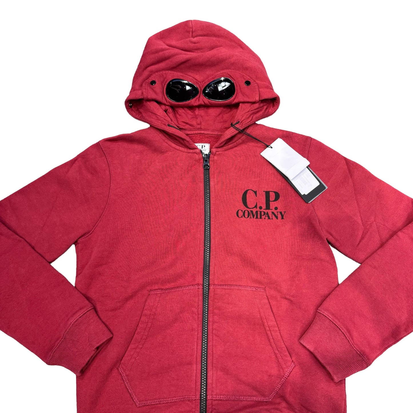 CP Company Kids Ketchup Red Cotton Zip Up Goggle Hoodie