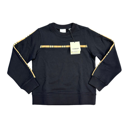 Burberry Kids Black Check Sweat Crew-Neck Jumper