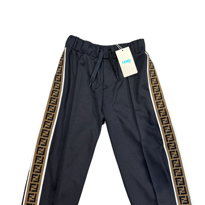 Fendi Kids Black FF-Logo Tape Track Pants