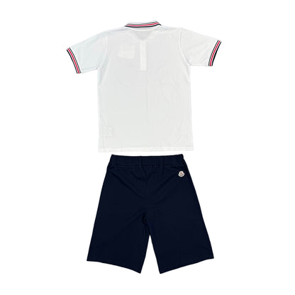 Moncler Kids White/Navy Blue Short and TShirt Set