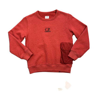 CP Company Kids Ketchup Red with Nylon Metal Pocket Crew-Neck Jumper