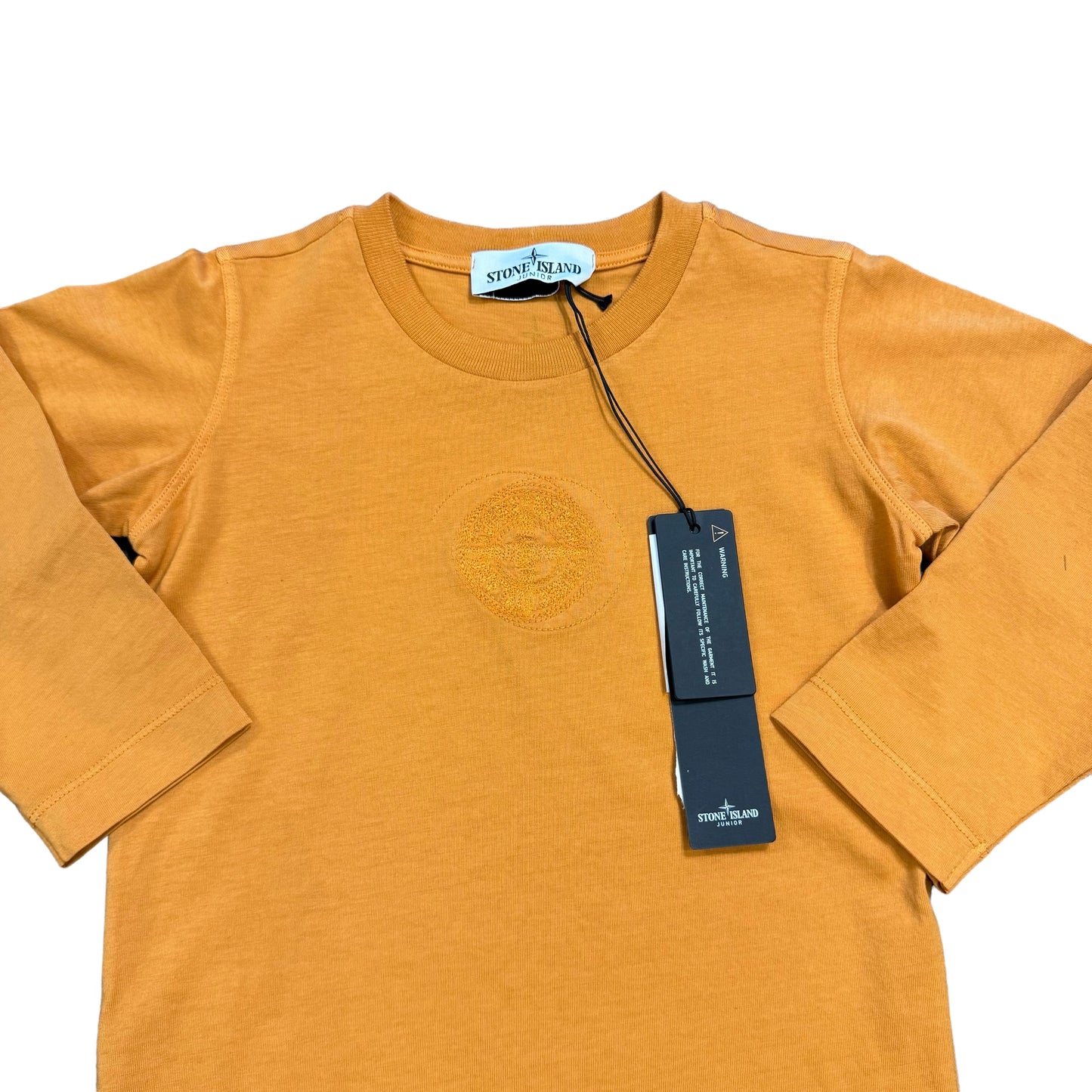 Stone Island Junior Orange Logo-Embroidered Long Sleeve TShirt