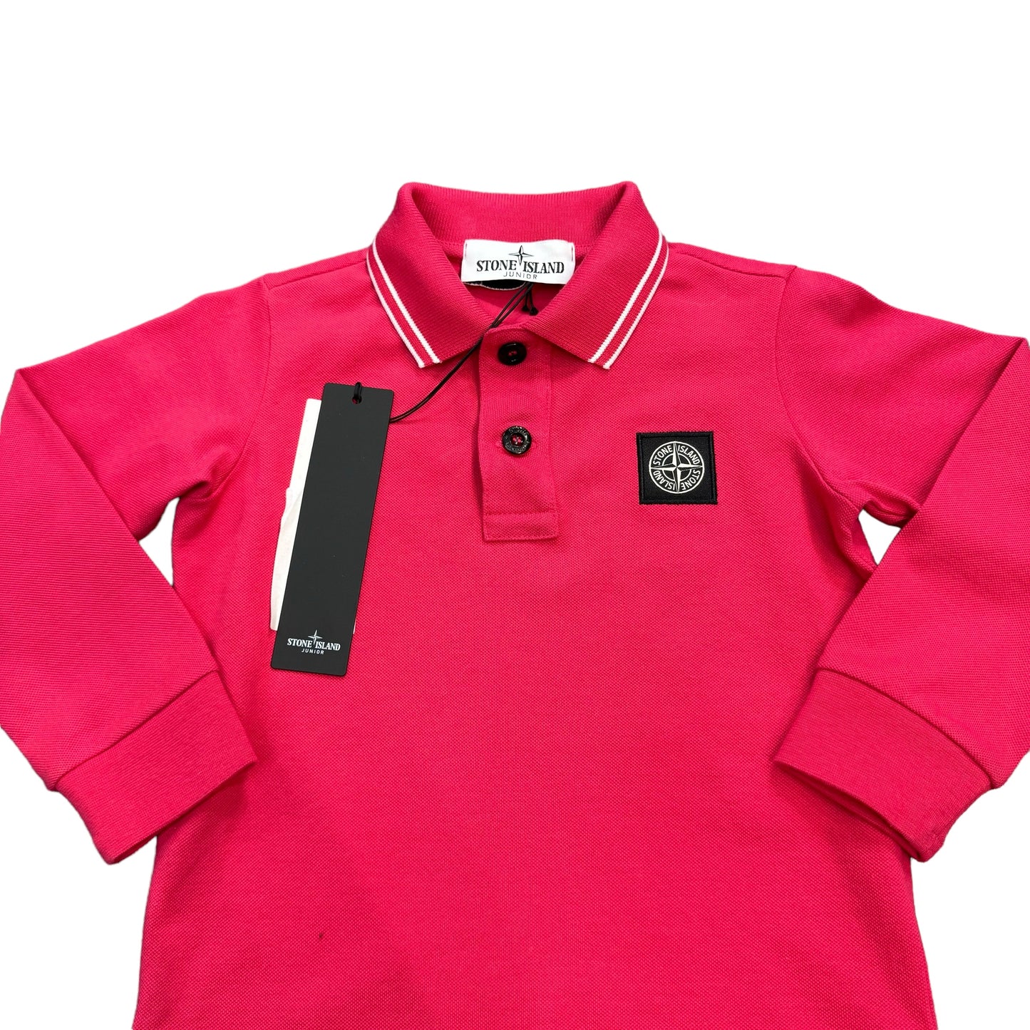 Stone Island Junior Red Cotton Blend Long Sleeve Polo-Shirt