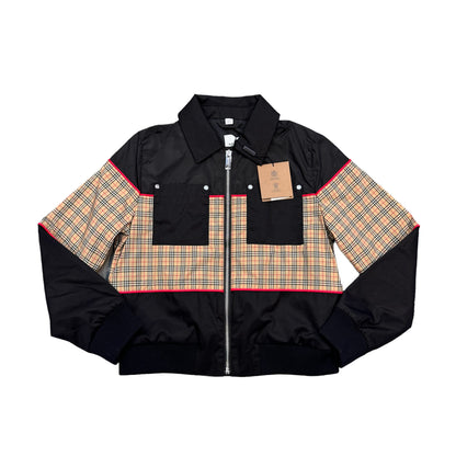 Burberry Kids Black Microcheck Hoodless Jacket