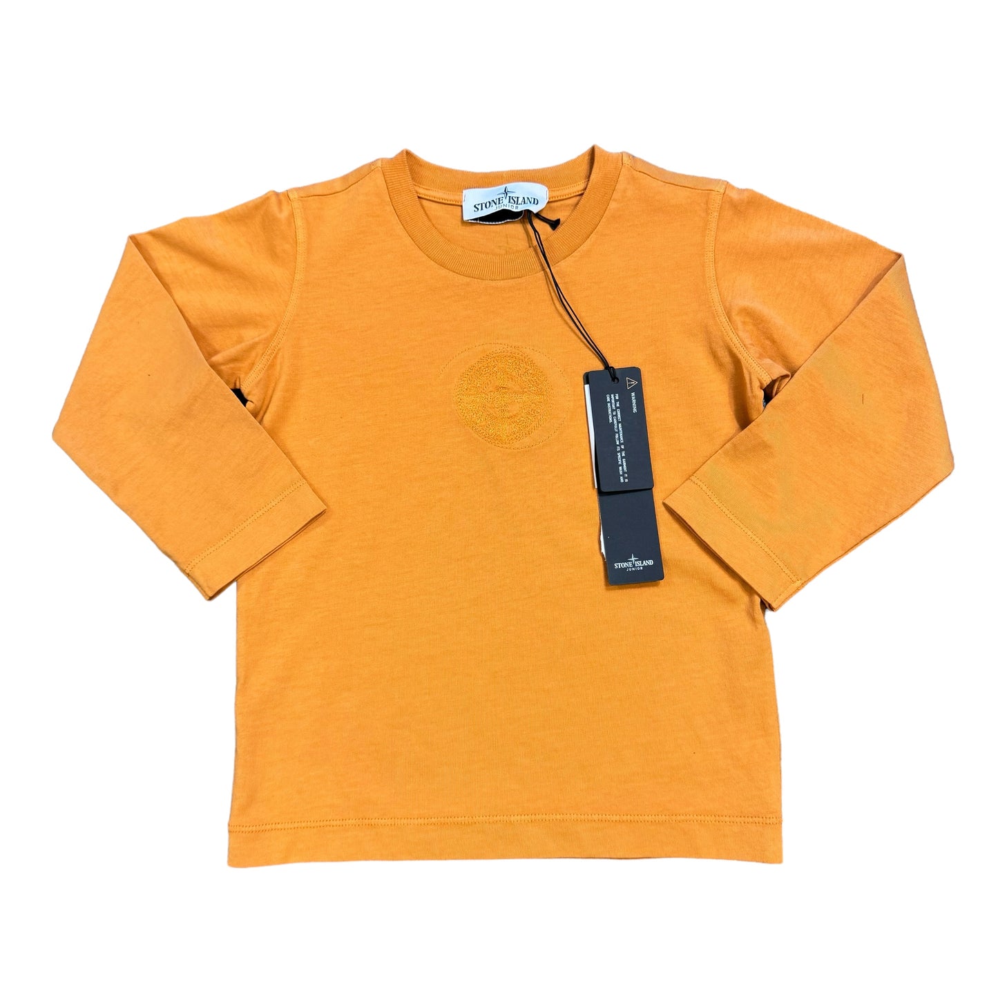 Stone Island Junior Orange Logo-Embroidered Long Sleeve TShirt