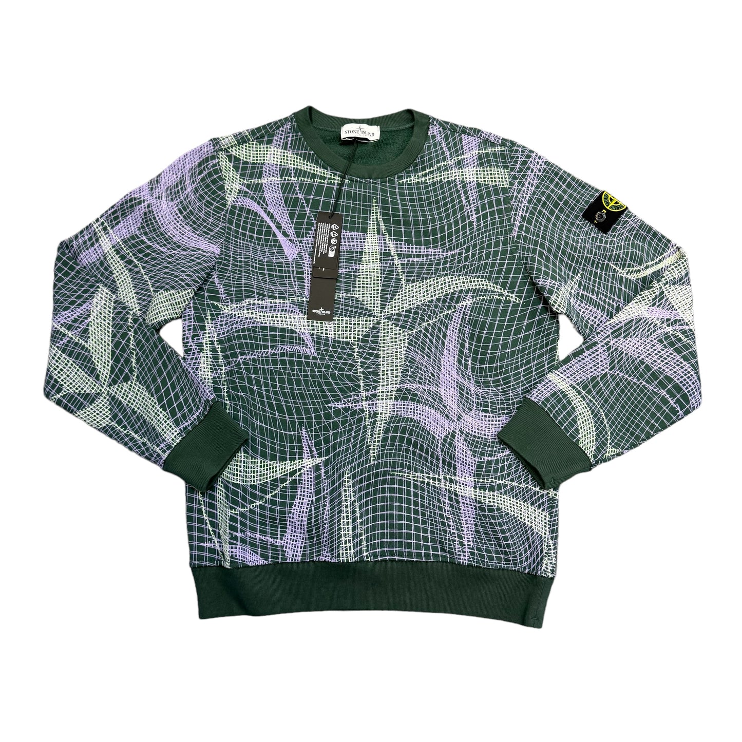 Stone Island Junior Net Print Graphic Crew-Neck Jumper