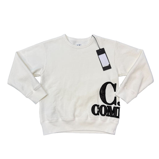 CP Company Kids Gauze White Tracery Spell Out Jumper