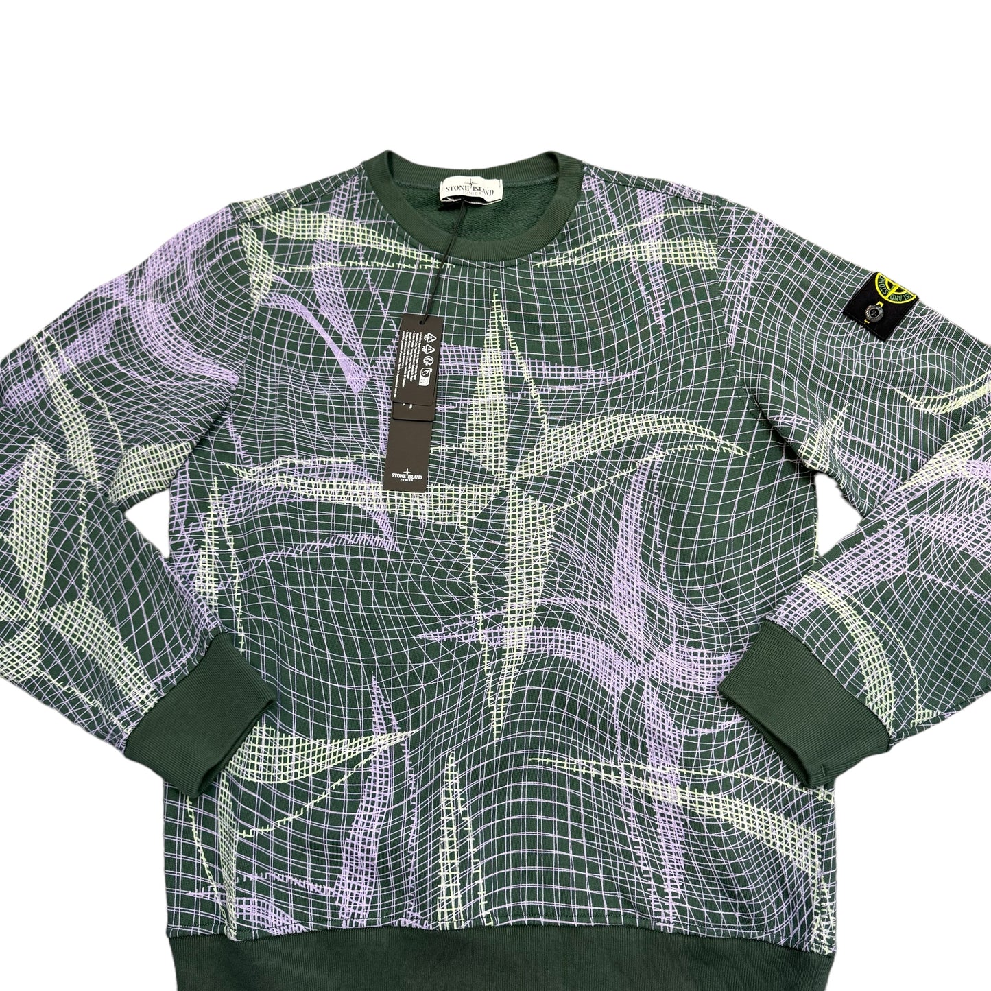 Stone Island Junior Net Print Graphic Crew-Neck Jumper