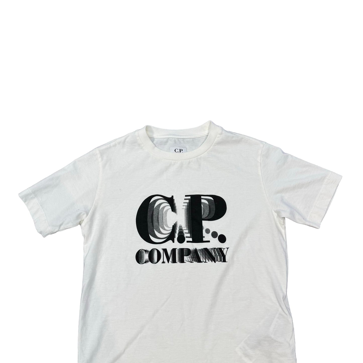 CP Company Kids White 30/1 Jersey Echo Label TShirt