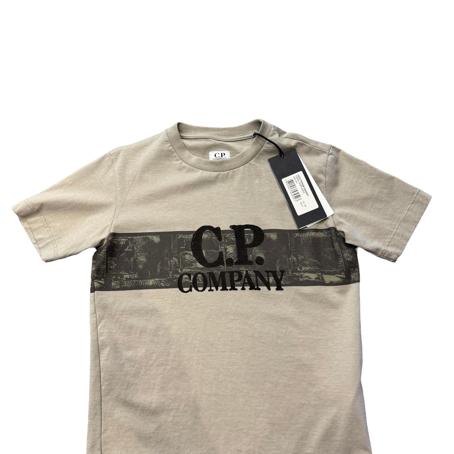 CP Company Kids Silver Seige Brown 30/1 Printed Tracery Striped TShirt