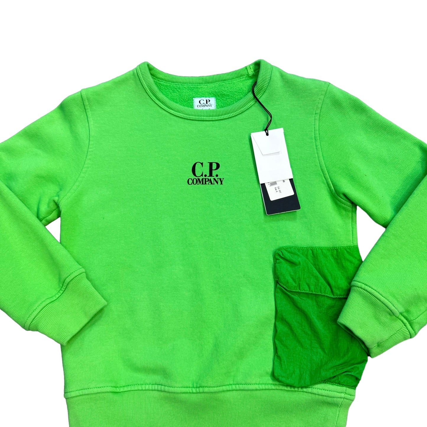 Cp Company Kids Classic Green Logo-Print with Nylon Pocket Jumper