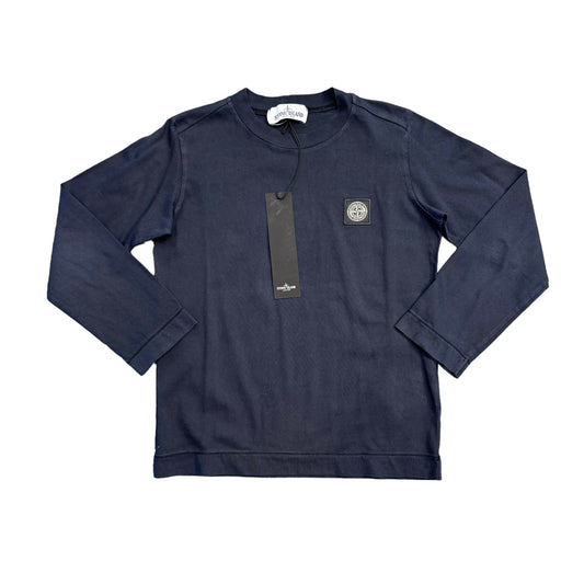 Stone Island Junior Navy Blue Box Logo Long Sleeve TShirt