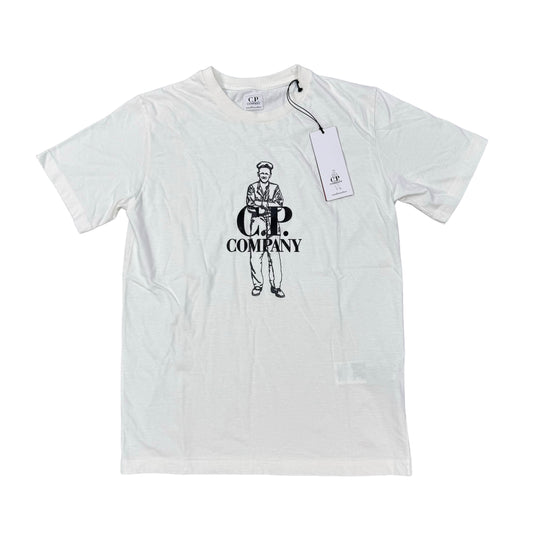 CP Company Kids White British Sailor Design 30/1 Jersey TShirt