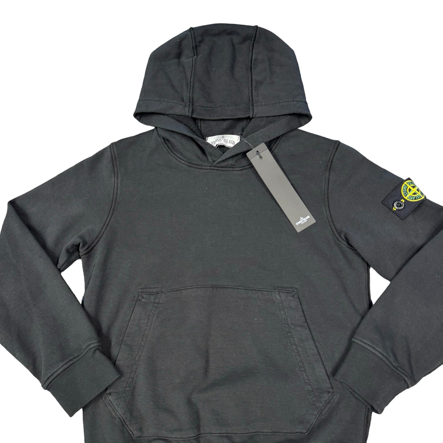 Stone Island Junior Black Compass-Patch Hoodie