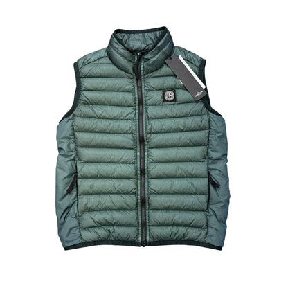 Stone Island Junior Green Loom Woven Box Logo Gilet