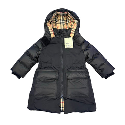 Burberry Kids Black Long-Line Coat